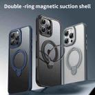 For iPhone 16 Pro Max Double Ring MagSafe Magnetic Holder Phone Case(Matte Grey) - 2