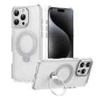 For iPhone 16 Pro Max Double Ring MagSafe Magnetic Holder Phone Case(Transparent) - 1