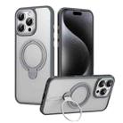 For iPhone 16 Pro Double Ring MagSafe Magnetic Holder Phone Case(Matte Grey) - 1