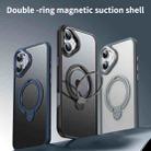 For iPhone 16 Plus Double Ring MagSafe Magnetic Holder Phone Case(Matte Grey) - 2