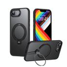 For iPhone 16e Double Ring MagSafe Magnetic Holder Phone Case(Matte Black) - 1