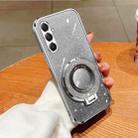 For Samsung Galaxy M34 5G Plated Gradient Glitter Round Holder TPU Phone Case(Silver) - 1