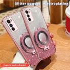 For Motorola Moto G42 Plated Gradient Glitter Round Holder TPU Phone Case(Pink) - 3