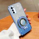 For Motorola Moto G42 Plated Gradient Glitter Round Holder TPU Phone Case(Sierra Blue) - 1