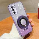 For Motorola Moto G62 5G Plated Gradient Glitter Round Holder TPU Phone Case(Purple) - 1