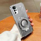 For Motorola Moto G22 Plated Gradient Glitter Round Holder TPU Phone Case(Silver) - 1