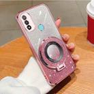 For Motorola Moto E20 Plated Gradient Glitter Round Holder TPU Phone Case(Pink) - 1