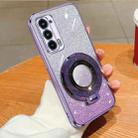 For Motorola Edge 20 Plated Gradient Glitter Round Holder TPU Phone Case(Purple) - 1