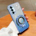 For Motorola Edge 20 Plated Gradient Glitter Round Holder TPU Phone Case(Sierra Blue) - 1