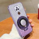 For Motorola Moto E7 Plus Plated Gradient Glitter Round Holder TPU Phone Case(Purple) - 1