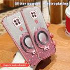For Motorola Moto G9 Play Plated Gradient Glitter Round Holder TPU Phone Case(Pink) - 3