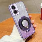 For Motorola Moto G24 Plated Gradient Glitter Round Holder TPU Phone Case(Purple) - 1