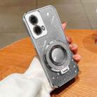 For Motorola Moto G85 Plated Gradient Glitter Round Holder TPU Phone Case(Silver) - 1