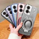 For Motorola Moto G85 Plated Gradient Glitter Round Holder TPU Phone Case(Silver) - 2