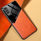 For Vivo Y70s All-inclusive Leather + Organic Glass Phone Case with Metal Iron Sheet(Orange) - 1