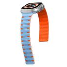 For Apple Watch SE 2023 44mm Two-color Magnetic Silicone Watch Band(Mist Blue Orange) - 2