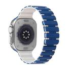 For Apple Watch Ultra 2 49mm Two-color Magnetic Silicone Watch Band(Dark Blue White) - 1