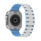 For Apple Watch Ultra 2 49mm Two-color Magnetic Silicone Watch Band(Antique White Mist Blue) - 1