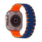 For Apple Watch Ultra 2 49mm Two-color Magnetic Silicone Watch Band(Midnight Blue Orange) - 1