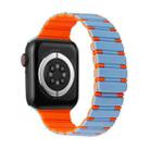 For Apple Watch Series 9 41mm Two-color Magnetic Silicone Watch Band(Mist Blue Orange) - 1