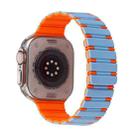 For Apple Watch Ultra 49mm Two-color Magnetic Silicone Watch Band(Mist Blue Orange) - 1