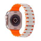 For Apple Watch Ultra 49mm Two-color Magnetic Silicone Watch Band(Starlight Orange) - 1