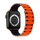 For Apple Watch Series 8 45mm Two-color Magnetic Silicone Watch Band(Orange Black) - 1