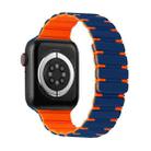 For Apple Watch Series 8 45mm Two-color Magnetic Silicone Watch Band(Midnight Blue Orange) - 1