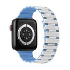 For Apple Watch SE 2022 44mm Two-color Magnetic Silicone Watch Band(Antique White Mist Blue) - 1