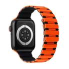 For Apple Watch Series 7 45mm Two-color Magnetic Silicone Watch Band(Orange Black) - 1