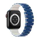 For Apple Watch Series 6 44mm Two-color Magnetic Silicone Watch Band(Dark Blue White) - 1