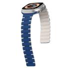 For Apple Watch Series 6 44mm Two-color Magnetic Silicone Watch Band(Dark Blue White) - 2