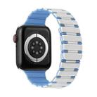 For Apple Watch Series 5 44mm Two-color Magnetic Silicone Watch Band(Antique White Mist Blue) - 1