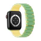 For Apple Watch Series 4 44mm Two-color Magnetic Silicone Watch Band(Mint Light Yellow) - 1