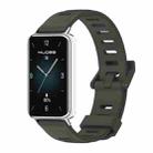 For Honor Band 9 MIJOBS Flat Hole Breathable TPU Watch Band(Khaki Green Silver) - 1