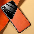 For Xiaomi Redmi 9A All-inclusive Leather + Organic Glass Phone Case with Metal Iron Sheet(Orange) - 1