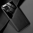 For Xiaomi Mi 10 Youth All-inclusive Leather + Organic Glass Phone Case with Metal Iron Sheet(Black) - 1