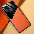 For Xiaomi Mi 10 Youth All-inclusive Leather + Organic Glass Phone Case with Metal Iron Sheet(Orange) - 1