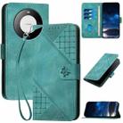 For Huawei Mate 60 YX0080 Grid Butterfly Embossed Pattern Flip Leather Phone Case with Lanyard(Light Blue) - 1