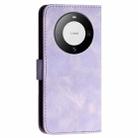 For Huawei Mate 60 YX0080 Grid Butterfly Embossed Pattern Flip Leather Phone Case with Lanyard(Light Purple) - 3