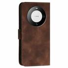 For Huawei Mate 60 Pro YX0080 Grid Butterfly Embossed Pattern Flip Leather Phone Case with Lanyard(Coffee) - 3