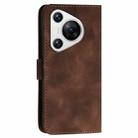 For Huawei Pura 70 YX0080 Grid Butterfly Embossed Pattern Flip Leather Phone Case with Lanyard(Coffee) - 3