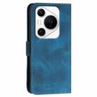 For Huawei Pura 70 Pro / 70 Pro+ YX0080 Grid Butterfly Embossed Pattern Flip Leather Phone Case with Lanyard(Dark Blue) - 3