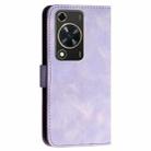 For Huawei Enjoy 70 YX0080 Grid Butterfly Embossed Pattern Flip Leather Phone Case with Lanyard(Light Purple) - 3