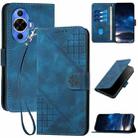 For Huawei nova 12s Grid Butterfly Embossed Pattern Leather Phone Case with Lanyard(Dark Blue) - 1