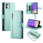 For Samsung Galaxy A05 Nine Card-slot Zipper Wallet Bag Leather Phone Case(Mint Green) - 1