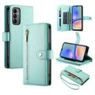 For Samsung Galaxy A05s Nine Card-slot Zipper Wallet Bag Leather Phone Case(Mint Green) - 1