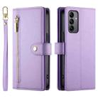For Samsung Galaxy A05s Nine Card-slot Zipper Wallet Bag Leather Phone Case(Purple) - 2