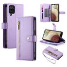 For Samsung Galaxy A12 / M12 Nine Card-slot Zipper Wallet Bag Leather Phone Case(Purple) - 1