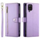 For Samsung Galaxy A12 / M12 Nine Card-slot Zipper Wallet Bag Leather Phone Case(Purple) - 2